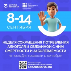 С 8 по 14 сентября Министерство здравоохранения Российской Федерации объявило неделю сокращения потребления алкоголя и связанной с ним смертности и заболеваемости, приуроченной к Всероссийскому дню трезвости - 11 сентября